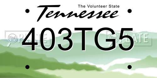 403TG5 Tennessee License Plate