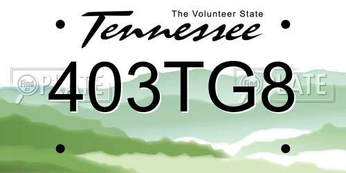 403TG8 Tennessee License Plate