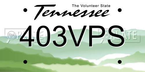 403VPS Tennessee License Plate