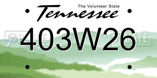 403W26 Tennessee License Plate