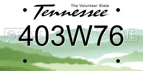 403W76 Tennessee License Plate