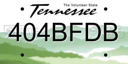 404BFDB Tennessee License Plate