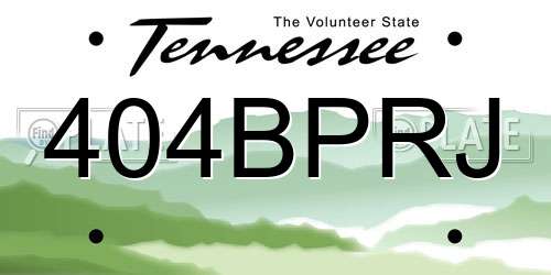 404BPRJ Tennessee License Plate