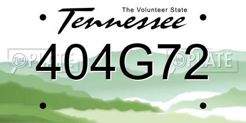 404G72 Tennessee License Plate