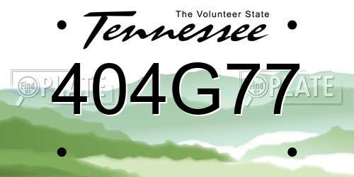 404G77 Tennessee License Plate