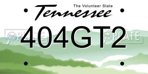 404GT2 Tennessee License Plate