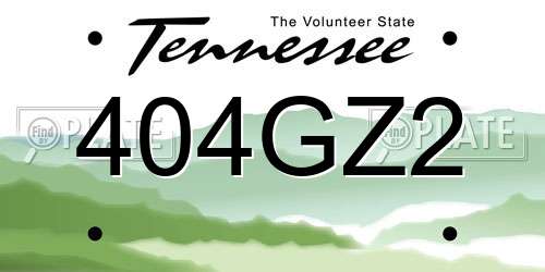 404GZ2 Tennessee License Plate