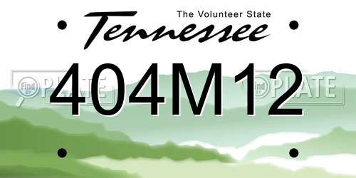 404M12 Tennessee License Plate