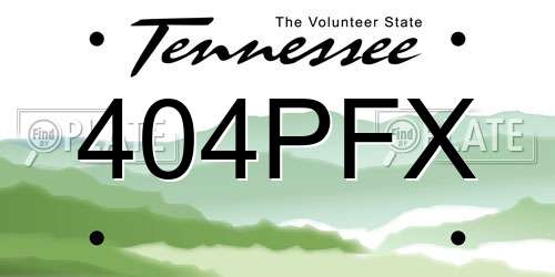 404PFX Tennessee License Plate