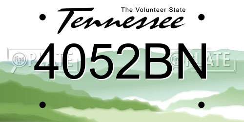 4052BN Tennessee License Plate