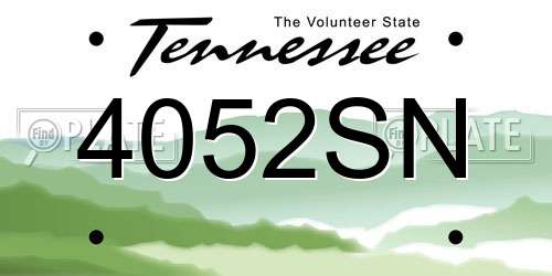 4052SN Tennessee License Plate