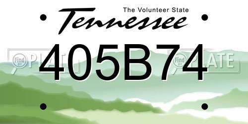 405B74 Tennessee License Plate
