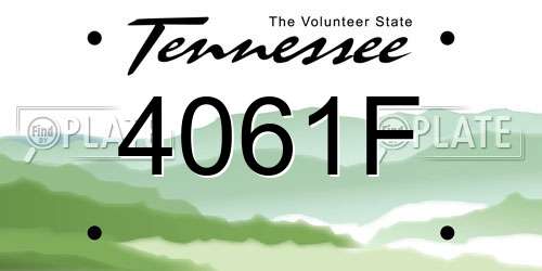 4061F Tennessee License Plate
