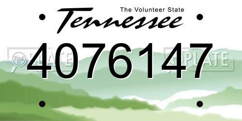 4076147 Tennessee License Plate