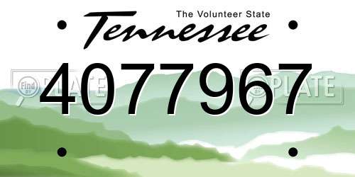 4077967 Tennessee License Plate