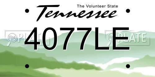 4077LE Tennessee License Plate