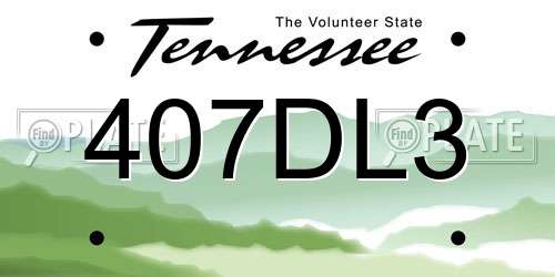 407DL3 Tennessee License Plate