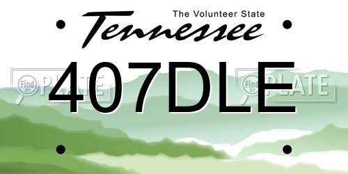 407DLE Tennessee License Plate