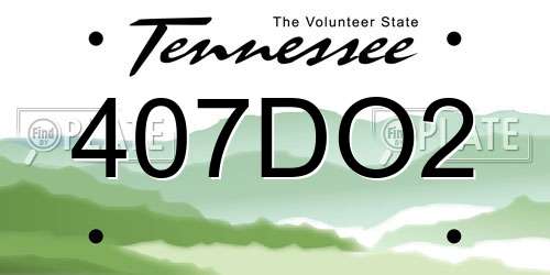 407DO2 Tennessee License Plate