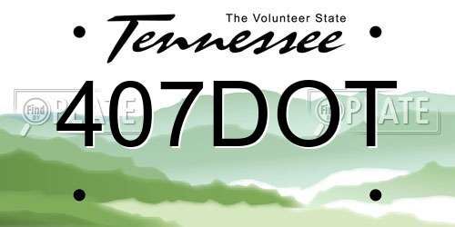 407DOT Tennessee License Plate