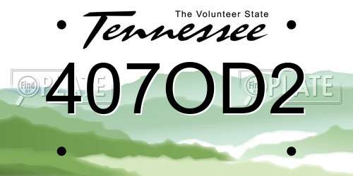 407OD2 Tennessee License Plate
