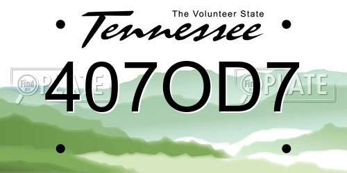 407OD7 Tennessee License Plate