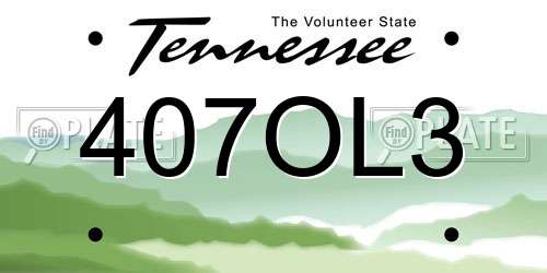 407OL3 Tennessee License Plate
