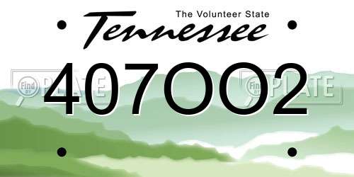 407OO2 Tennessee License Plate