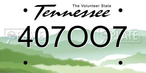 407OO7 Tennessee License Plate