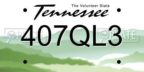 407QL3 Tennessee License Plate