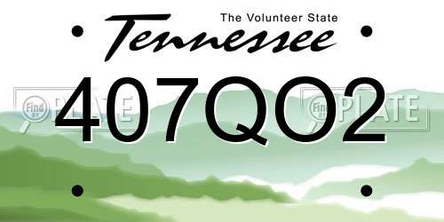 407QO2 Tennessee License Plate