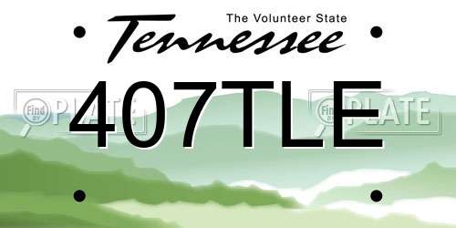 407TLE Tennessee License Plate