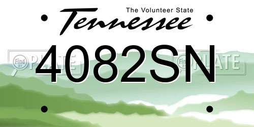 4082SN Tennessee License Plate