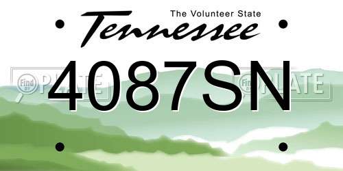 4087SN Tennessee License Plate