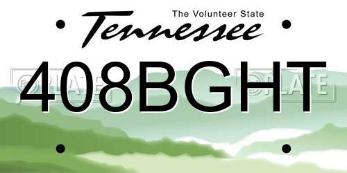 408BGHT Tennessee License Plate