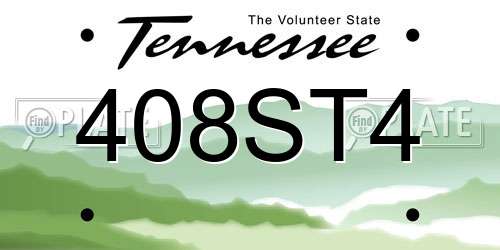 408ST4 Tennessee License Plate
