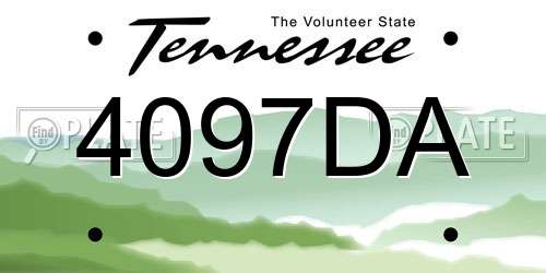 4097DA Tennessee License Plate