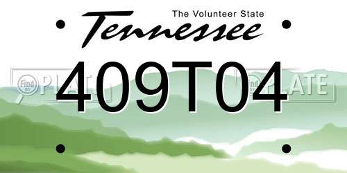 409T04 Tennessee License Plate