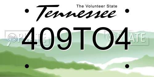 409TO4 Tennessee License Plate