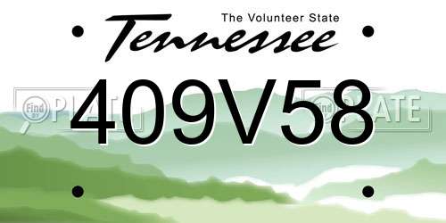 409V58 Tennessee License Plate