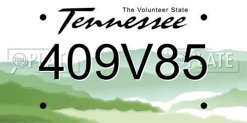409V85 Tennessee License Plate