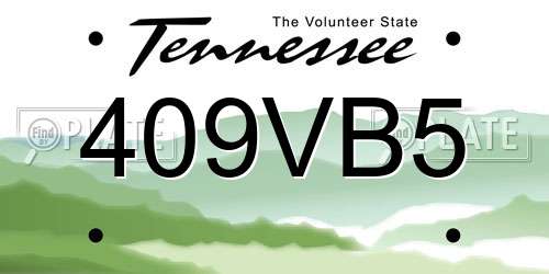 409VB5 Tennessee License Plate
