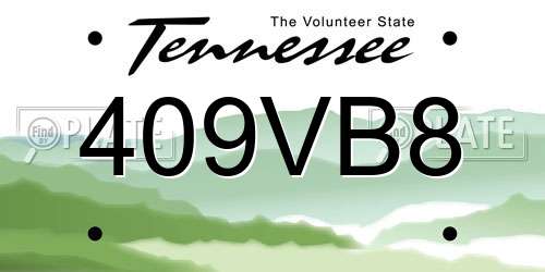 409VB8 Tennessee License Plate