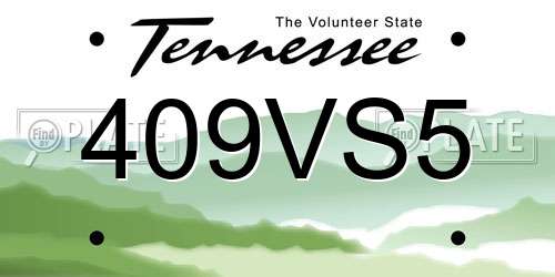 409VS5 Tennessee License Plate