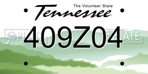 409Z04 Tennessee License Plate