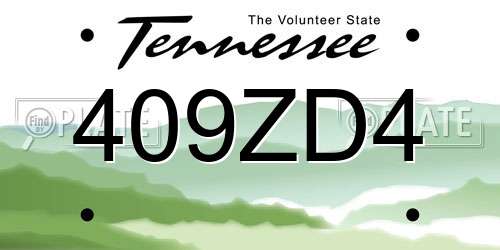 409ZD4 Tennessee License Plate
