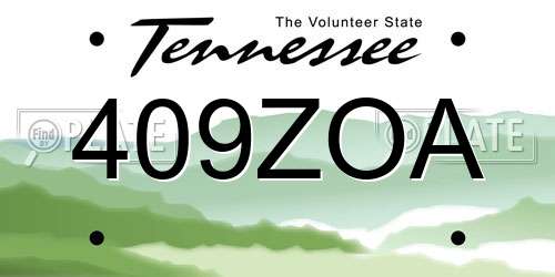 409ZOA Tennessee License Plate