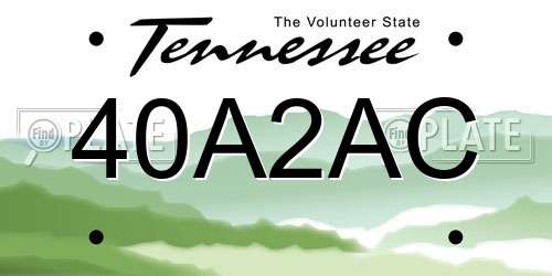 40A2AC Tennessee License Plate