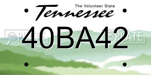40BA42 Tennessee License Plate