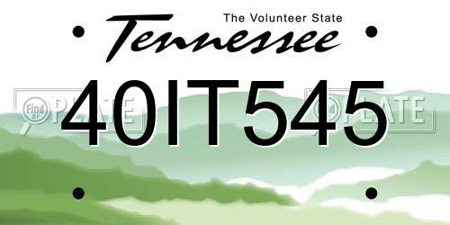 40IT545 Tennessee License Plate